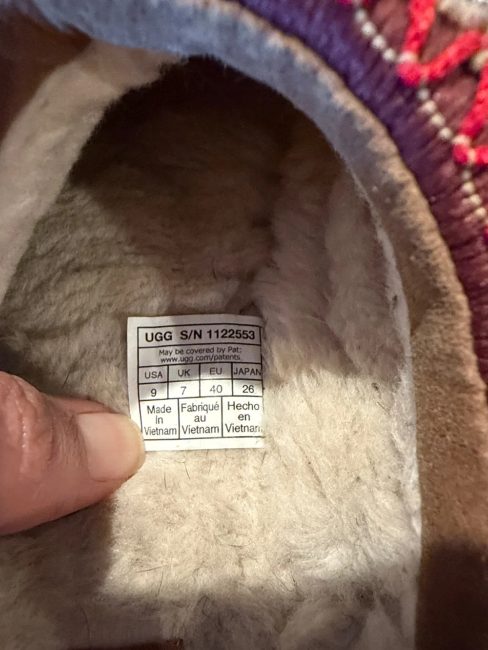 UGG Chestnut Brown Suede Platform Slip-On Clogs with Red Trim - Picture 4 of 4